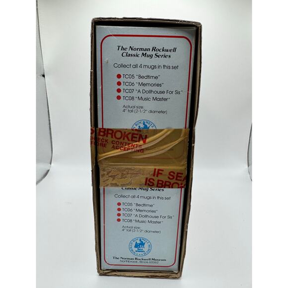 Norman Rockwell Collector’s Mug Set of 4 Trimmed in 24K Gold Vintage Boxed - Picture 3 of 3